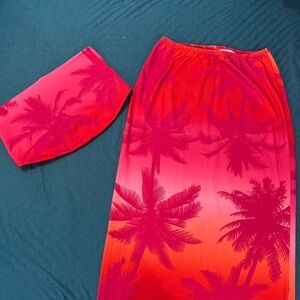 No Boundaries Pink and Orange Palm Tree Swim Coverup